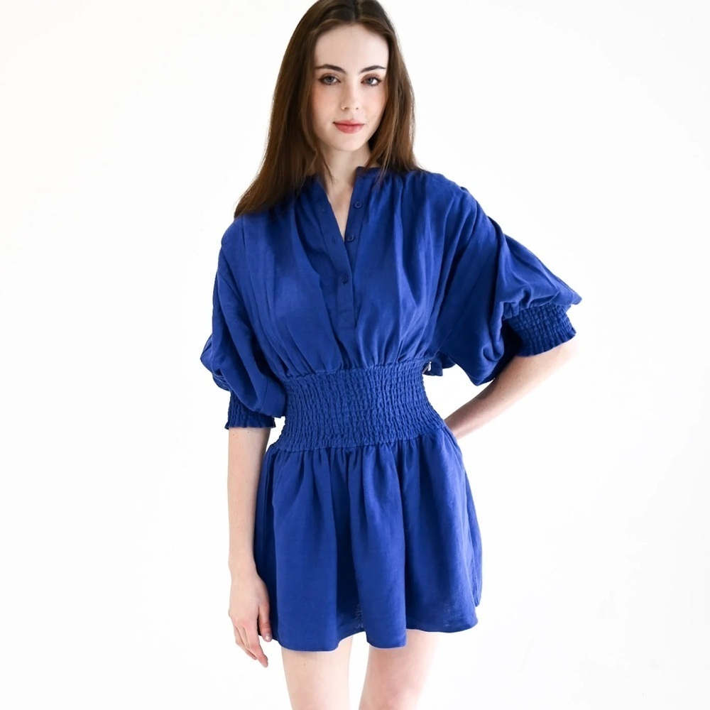NWT Never a Wallflower Cynthia Designer Romper Carolina Blue Poplin Size XS